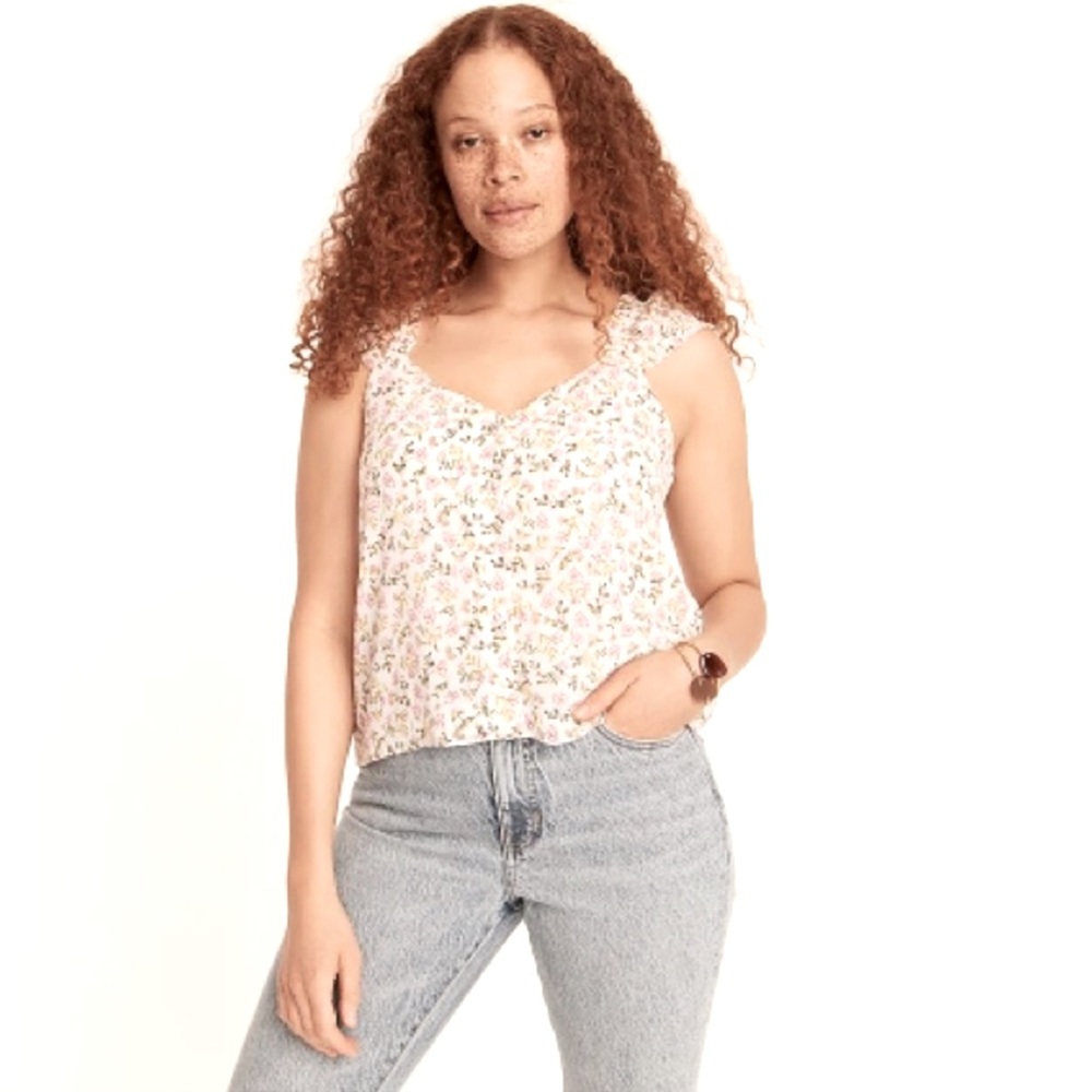J Crew Cap-sleeve Crinkle Chiffon Floral Fields Top Size M